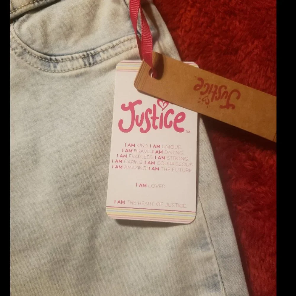 Brand New Girls Justice Denim Distressed Leggings